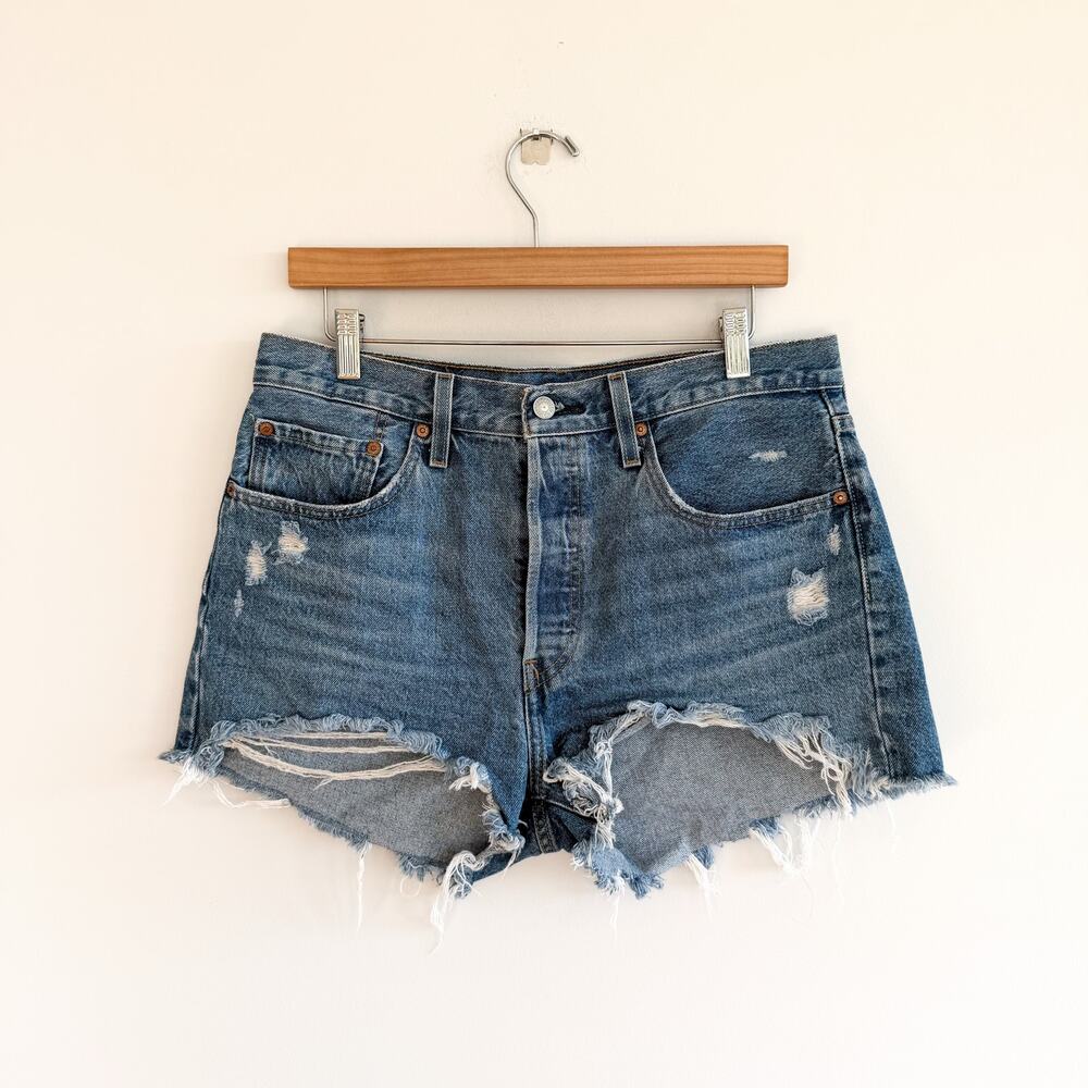Levi's 501 Distressed Denim Cut-Off Shorts Blue 31